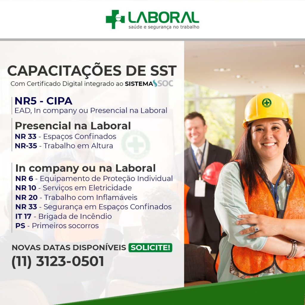 Laboral – NOVAS DATAS! Capacitações em SST