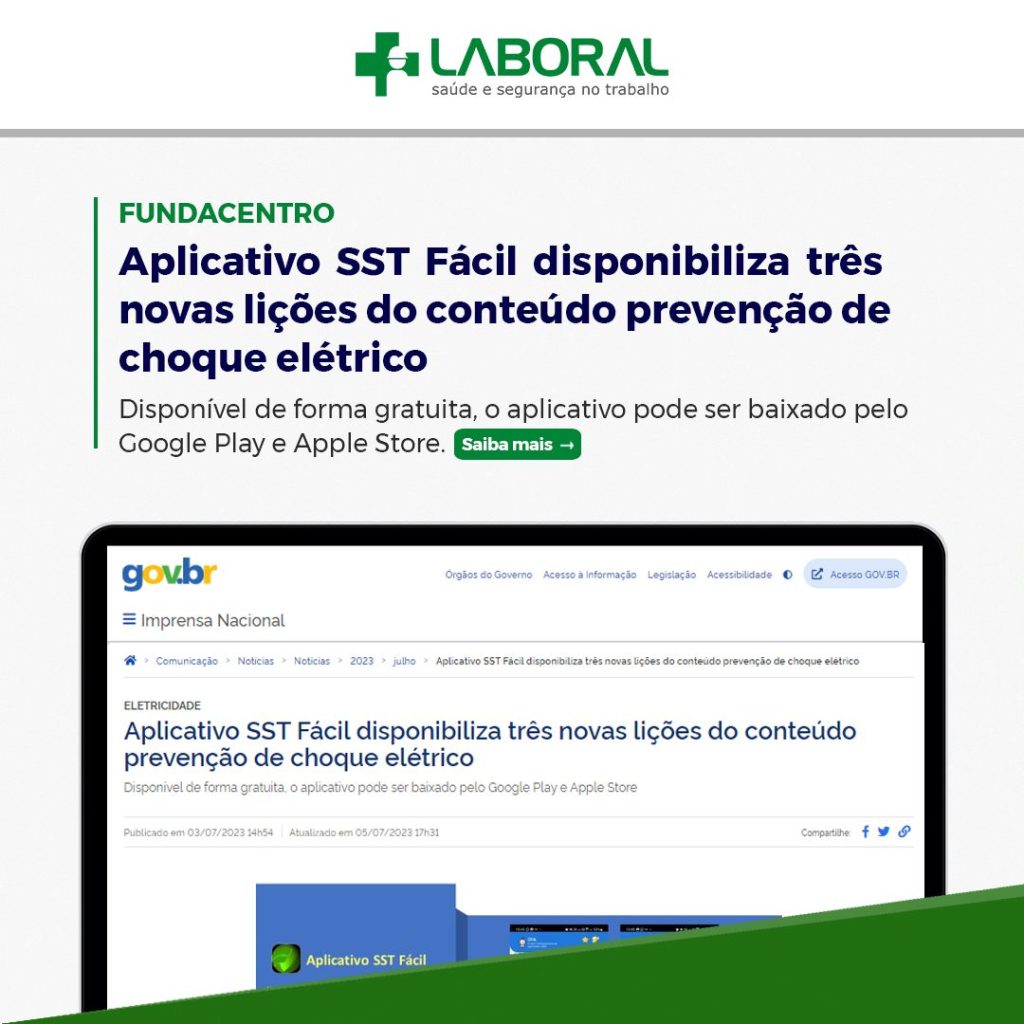 Fundacentro: Aplicativo SST Fácil disponibiliza três novas lições do conteúdo prevenção de choque elétrico